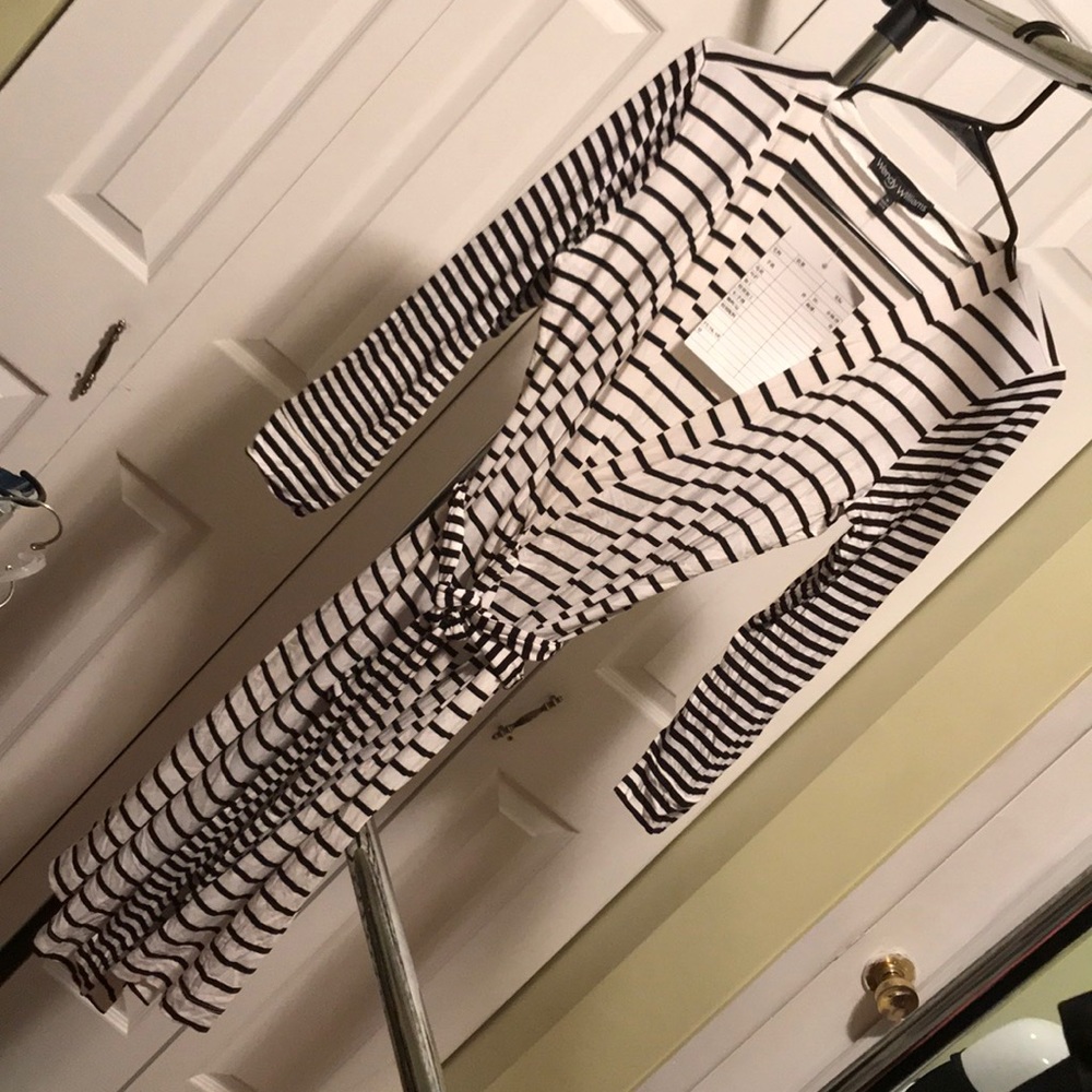 Black & White Striped Wrap Dress